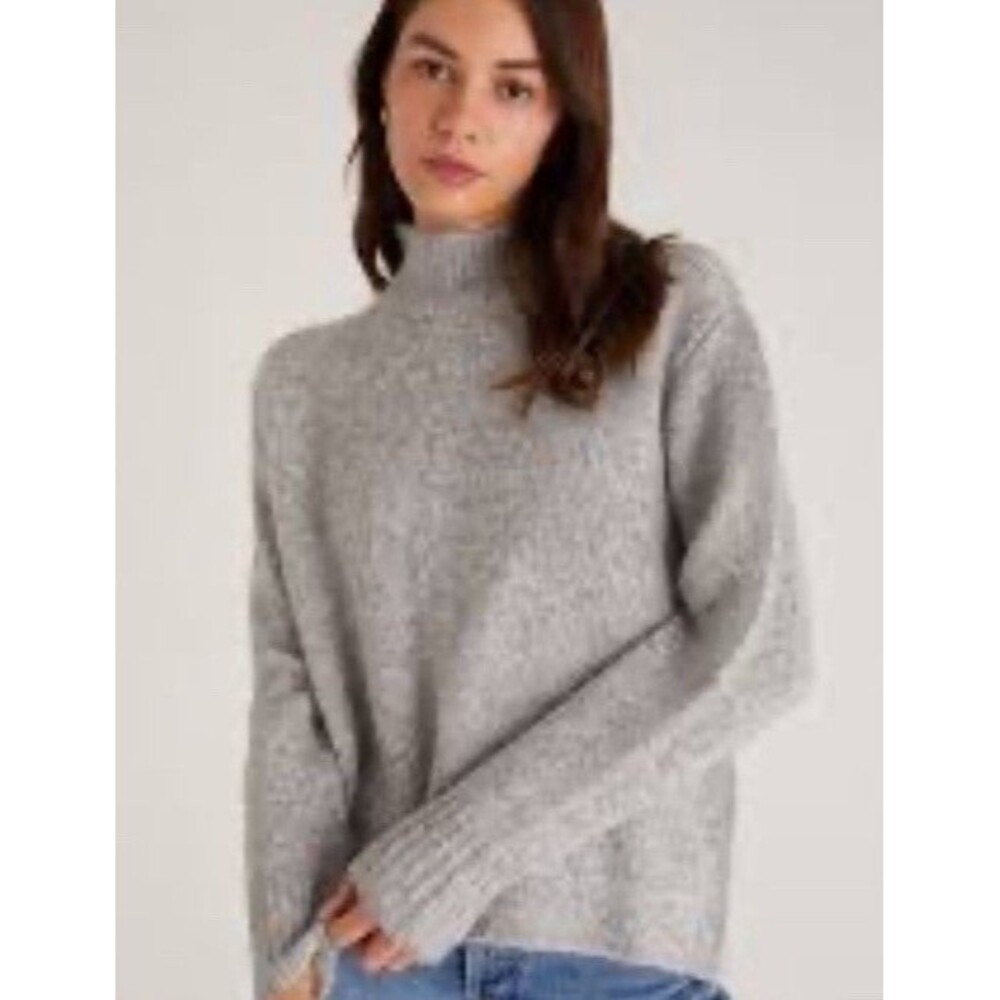 Z Supply Womens Desmond Sweater Heather Gray Mock Neck SOLD OUT NWT $89 Medium‎